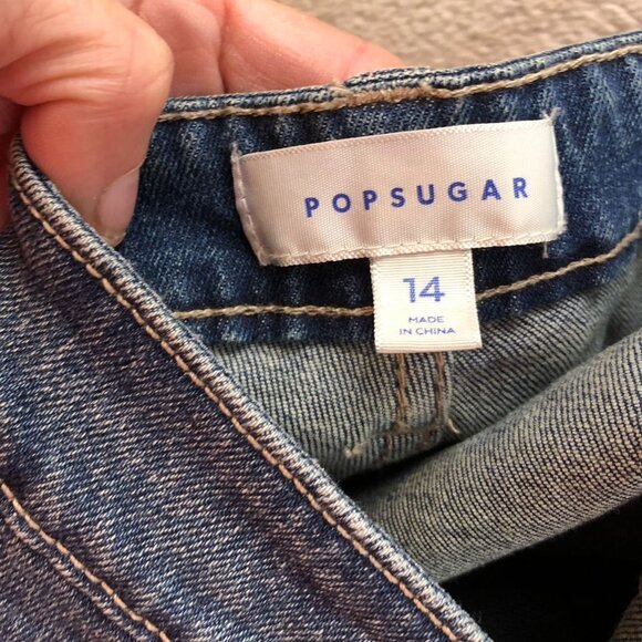 NWT Popsugar Womens Jeans Size 14 Straight Leg Frayed Hem Cotton Stretch Casual - Picture 14 of 16